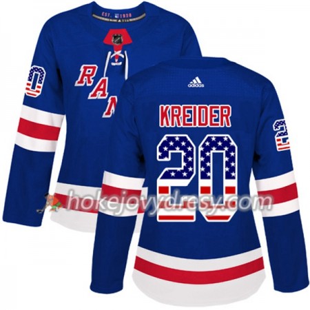 Dámské Hokejový Dres New York Rangers Chris Kreider 20 2017-2018 USA Flag Fashion Modrá Adidas Authentic